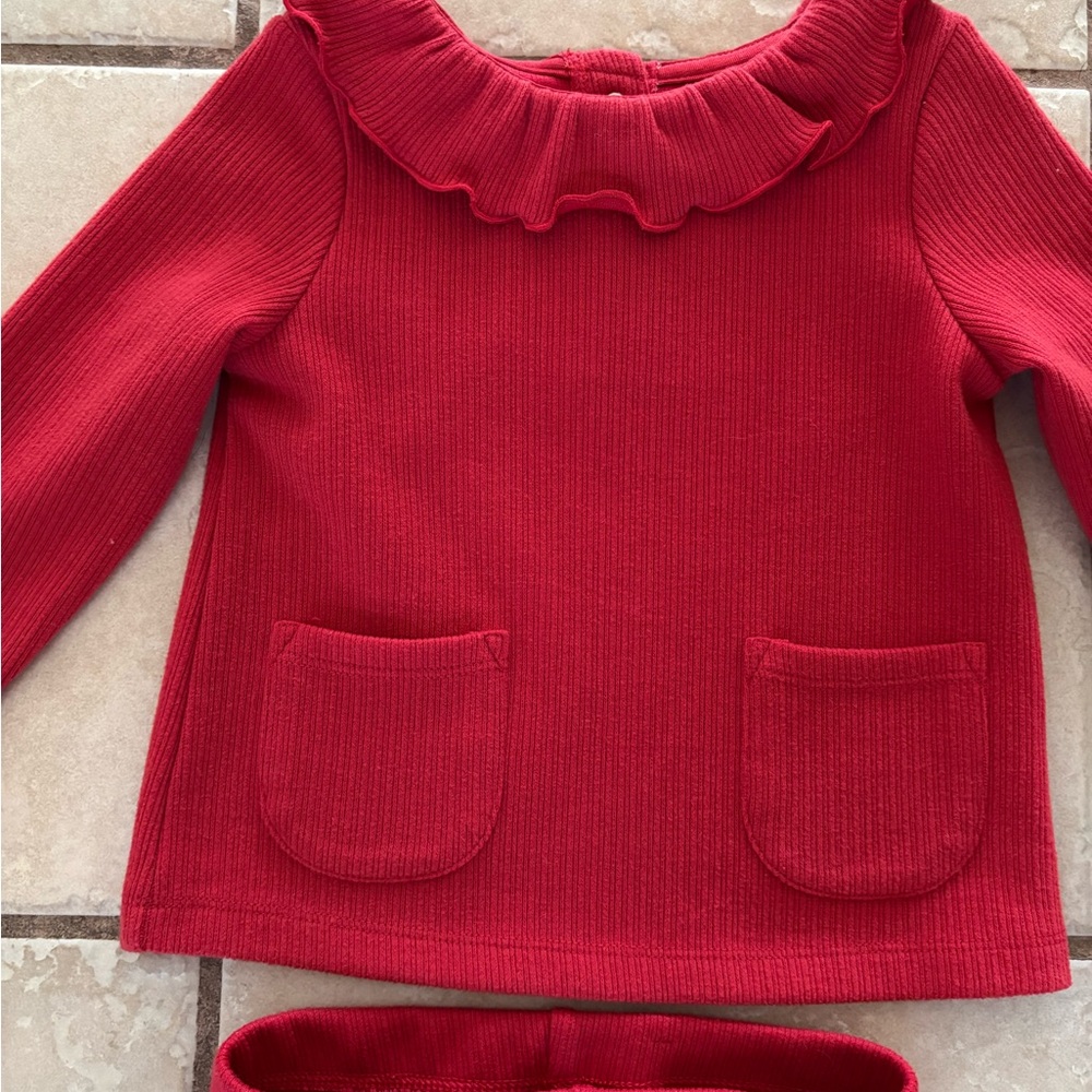 Red Ruffled Top & Legging Set